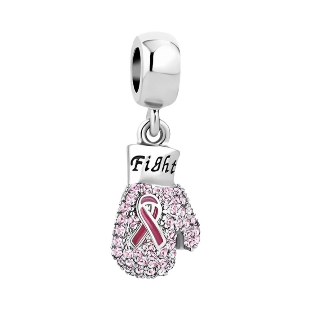 Pink Zircon Boxing Glove Breast Cancer Awareness Dangle Charm